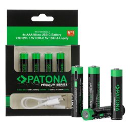 Baterii reîncărcabile Patona Premium x4 AAA cu USB-C 750mAh