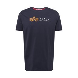 ALPHA INDUSTRIES Tricou bleumarin / maro coniac / alb
