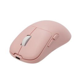 Mouse AERO-P WGM-5015 – Mouse gaming wireless 2.4 GHz, optic 12400 DPI, 7 butoane + scroll, iluminare RGB, roz