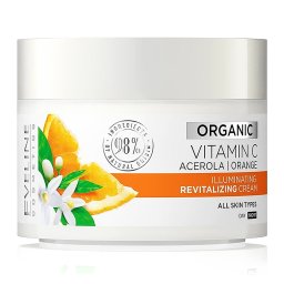 Cremă Iluminatoare și Revitalizantă cu Vit. C Organică, Acerola și Portocală Energie și Strălucire Naturală