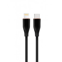 Cablu silicon USB 2.0 type C la iPhone Lightning 1.5m Negru, Gembird CC-USB2S-CM8PM-1.5M-BK