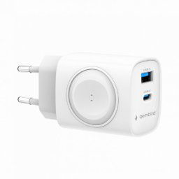 Incarcator priza USB-A + USB type C 20W + incarcare Apple Watch Alb, Gembird TA-UC-PDQCW20-01-W