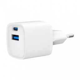 Incarcator priza USB-A + USB type C 20W Alb, Gembird TA-UC-PDQC20-W-01