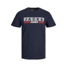 Jack & Jones Plus Tricou albastru / gri / roșu bordeaux / alb