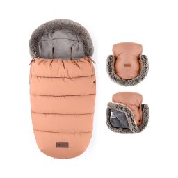 PETITE&MARS - Set sac de iarnă 4în1 COMFY + mânuși cărucior Pastel Peach