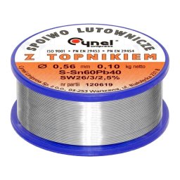 Fludor 0,56mm Sârmă de lipit Sn60Pb40 0,1kg cu plumb Ambalaj: bobină