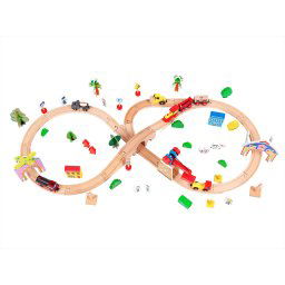 Ecotoys de 78el cu tren de lemn