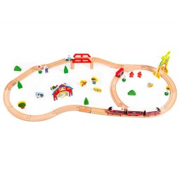 Baterie de tren cu funicular din lemn operat de Ecotoys