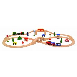 Linie de tren din lemn 49buc EcoToys