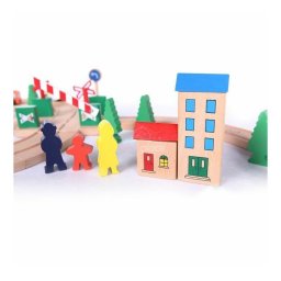 Linie de tren din lemn 75 buc EcoToys - macheta