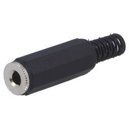 Mufă Jack 3,5mm mamă stereo,cu manşon piste: 3 drept pe cablu