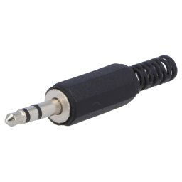 Mufă Jack 3,5mm tată stereo,cu manşon piste: 3 drept pe cablu