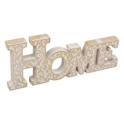 Decoratiune din lemn reliefat, HOME, 28,5x2x12 cm