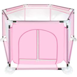 Tarc copii, Spatiu De Joaca, otel inoxidabil / textil roz deschis 125x110x65cm