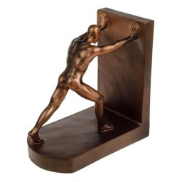 Suport pentru carti de culoare neagra cu un urias auriu BARBAT BRONZ 17.5X18