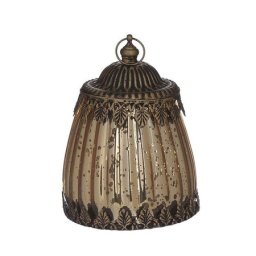 Felinar LED Auriu Antichizat 10x15cm Sticla Metal
