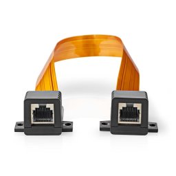 cablu de retea u/utp nedis, cat5e rj45 (8p8c) mama - rj45 (8p8c) mama, 0.3m, plat, negru