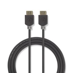cablu hdmi de mare viteza cu ethernet, 4k60hz, 3m, antracit, nedis
