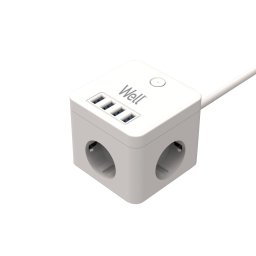 prelungitor well, 3 prize, 3m, 4x usb, cu protectie, cablu 3x1.5mmp