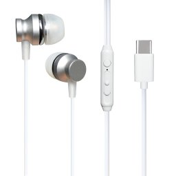 casti in-ear cu fir well, microfon, reglare volum, usb-c, epc04, alb