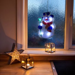 decor fereastra led pvc - om de zapada - 26 x 17 cm - 3 x aaa
