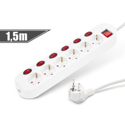 prelungitor cu comutator 6+1 - 250 v • 16 a - 1,5 m - delight