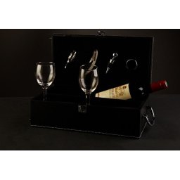 Cutie de Vin piele cu ustensile si pahare Luxury