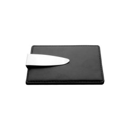 Portcard cu clema metalica, 67×100×8 mm, Everestus, 20FEB4590, Piele ecologica, Metal, Negru