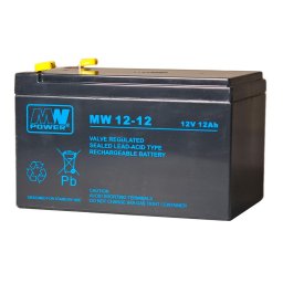 MPL MW POWER MW 12-12 UPS battery Lead-acid accumulator AGM Maintenance-free 12 V 12 Ah Black