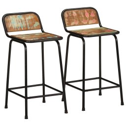 Scaune de bar 2 buc 46x35,5x80 cm lemn masiv recuperat GartenMobel Dekor