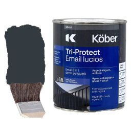 Vopsea lucioasa, Direct pe Rugina, Kober Tri-Protect, 3 in 1, Gri Antracit, RAL 7016, 2.5 litri,