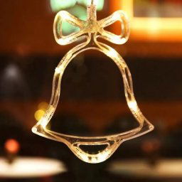 Decoratiune Luminoasa De Craciun Procart Forma Clopotel Comutator On/Off Ventuza Baterii 19x1x15cm