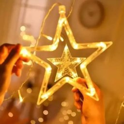 Decoratiune LED Forma Stea Procart Pentru Fereastra Alimentare Baterii 19x1x19cm Lumina Calda Alb