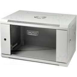 DIGITUS Wallmount cabinet 6U, 600x450mm, grey RAL 7035, geam