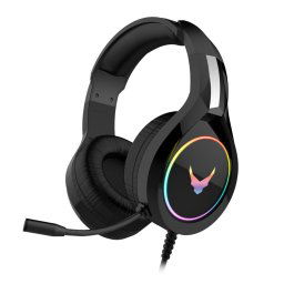 Casti Pro Gaming Varr 45206, cu microfon, Hi-Fi, Stereo, lumina RGB de fundal, extra bass, cablu textil 200cm, Negre