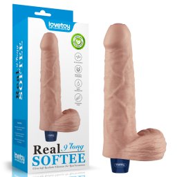 LoveToy Real Softee Rechargeable Vibrating Dildo 9" Flesh