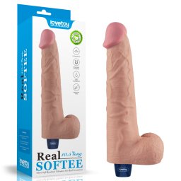 LoveToy Real Softee Rechargeable Vibrating Dildo 10.5" Flesh
