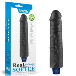 LoveToy Real Softee Rechargeable Vibrating Dildo 9.5" Black