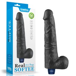 LoveToy Real Softee Rechargeable Vibrating Dildo 10.5" Black