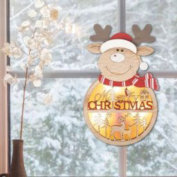 Decoratiune Ren HOME Lemn Iluminat LED Temporizator Inaltime 21cm Fixare Fereastra Sau Usa Multicolor