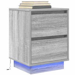 Noptiera cu lumini LED Gri Sonoma 38x34x50 cm GartenMobel Dekor