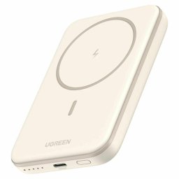 Baterie externa Magnetic 5.000 mAh Wireless PD 15W Qi 7.5W USB-C compatibila MagSafe Bej