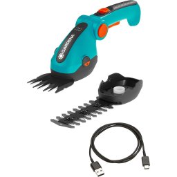 GARDENA Cordless Grass Shears ComfortCut Li, 3.6 volts, set with shrub blade (turquoise/black, Li-ion battery 3.0 Ah)