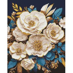 Set goblen cu diamante AB, cu sasiu, Simfonie alba, 40x50 cm