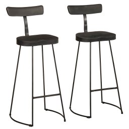 Scaune de bar 2 buc Negru 49x43x103 cm Lemn masiv Mango GartenMobel Dekor