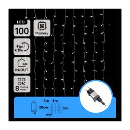 Aigostar - Ghirlandă LED pentru exterior, 100 LED, 8 funcții, 4 x 1 m, IP44, alb rece