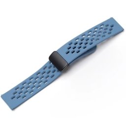 Curea bleu perforata, silicon, inchidere magnetica pentru smartwatch
