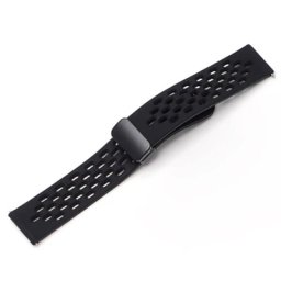 Curea neagră perforata, silicon, inchidere magnetica pentru smartwatch