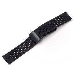 Curea neagra silicon perforata, inchidere magnetica pentru smartwatch 20,22mm