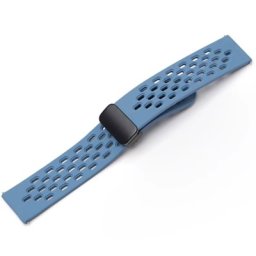 Curea bleu silicon perforata, închidere magnetica pentru smartwatch 20,22mm